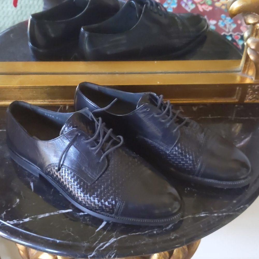 Mario Fagli black leather oxfords. Eur 44/US 11
